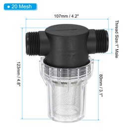 PATIKIL 1 Inch Male in-Line Strainer with 20 Mesh Stainless Steel Filter Screen Water Pump Filter for Garden Irrigation Pressure Washer Inlet