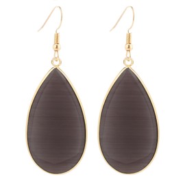 BaubleStar Natural Crystal Healing Birth Stone Statement Drop Earrings Emerald Rock Teardrop Black Quartz Dangle Gold Jewelry for Women