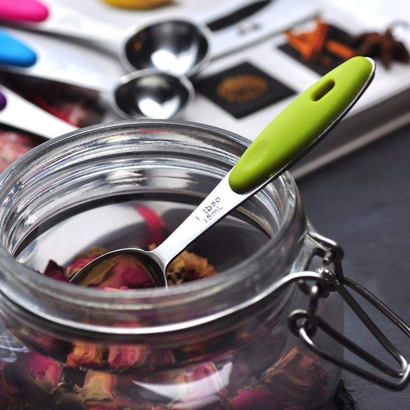 Fsdifly-Stainless Steel Measuring Spoons 5 Piece Stackable Set - Measuring