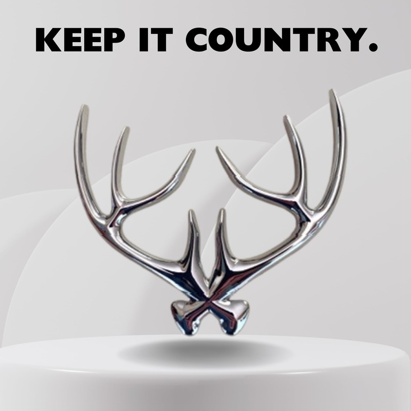 Huge 4.5" Deer Antler Car Emblem for Hunters and Outdoorsmen