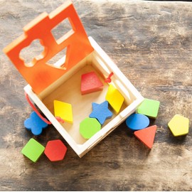 Fat Brain Toys Take-Along Shape Sorter - Wooden Montessori Learning Toy, 12 mos+