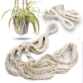 Macrame Plant Hanger with Short Rope (No Tassel) - 23 Inch - Cotton Macrame Cord for Boho Decor Flower Pots - Bohemian Chic Home Decor, Simple Indoor Outdoor Hanging Houseplants or Terrarium | 1 Pack