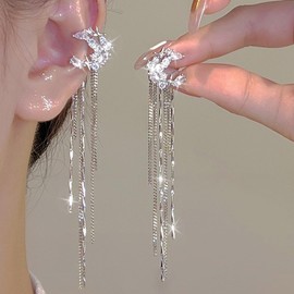 Ear Cuff Earrings for Women Rhinestone Ear Cuffs Non Piercing Cartilage Cuff Earrings Set Jewelry for Women