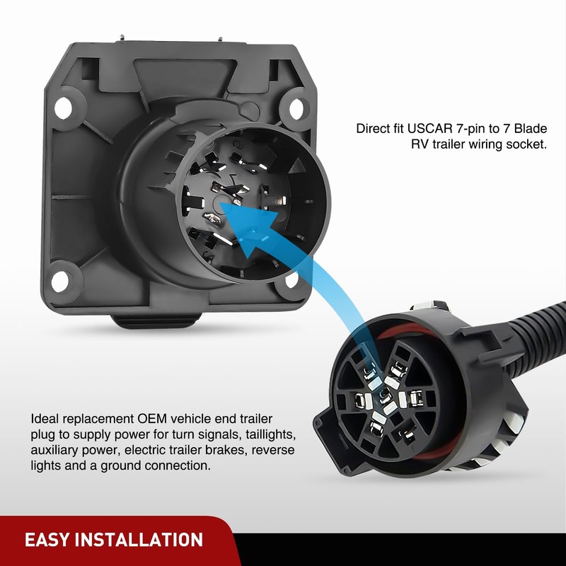 Nilight USCAR to RV 7 Way Trailer Plug Adapter OEM