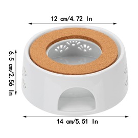 Tea Warmer, Ceramic Teapot Warmer, Tea Light Holder Warmer, Teapot Radiator with Cork Top, for Heating and Storing Teapot (White)