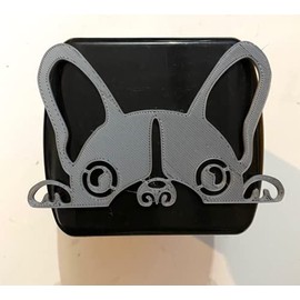 Frenchie Bulldog in 3D - Black with Grey - 2 inch Trailer Hitch Cover - French Bulldog Cute