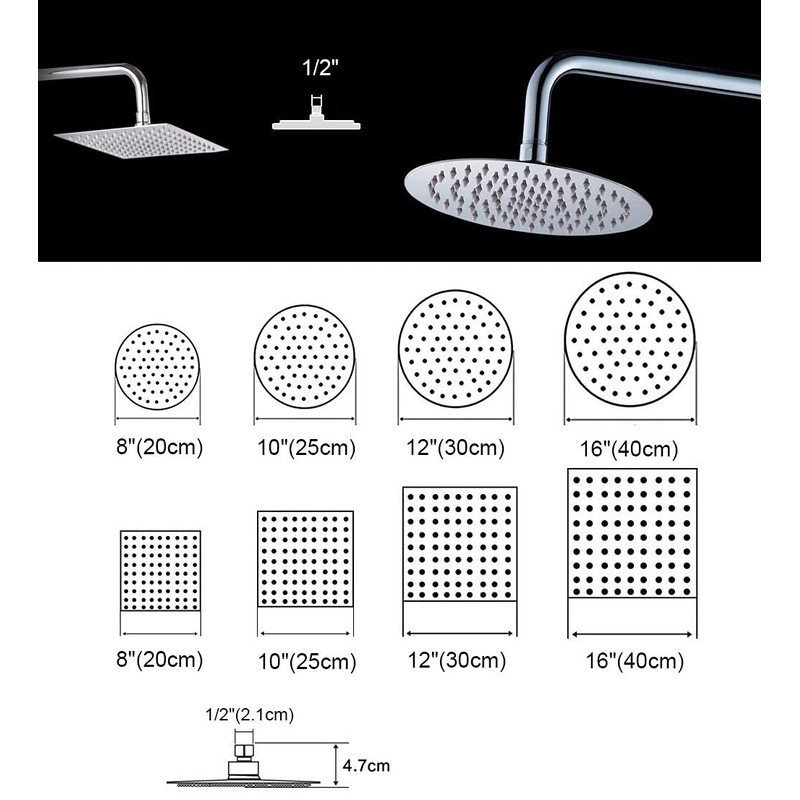 Akitbahome 10-Inch Rainfall Shower Head in Polished Chrome Finish,SUS 304