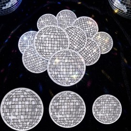 Juego de 12 parches para planchar con bola de discoteca, 3 tamaños, color plateado, retro, brillante, apliques de discoteca, vaqueros, mochilas, sombreros de camionero, trajes de concierto, reparación