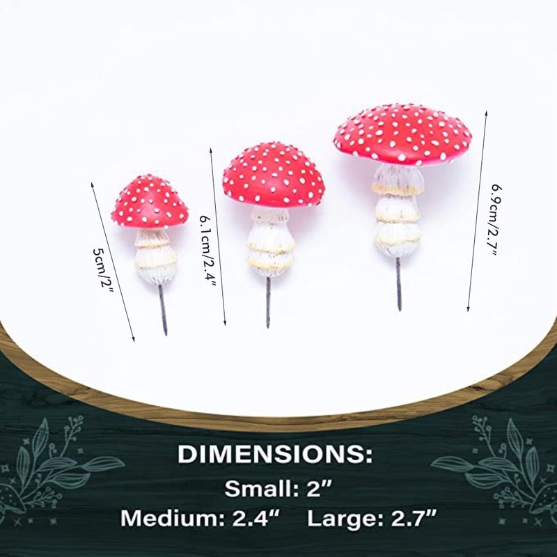 3Pcs Mushrooms Mini Miniature Figurines Garden Mushrooms Model Statue Ornaments