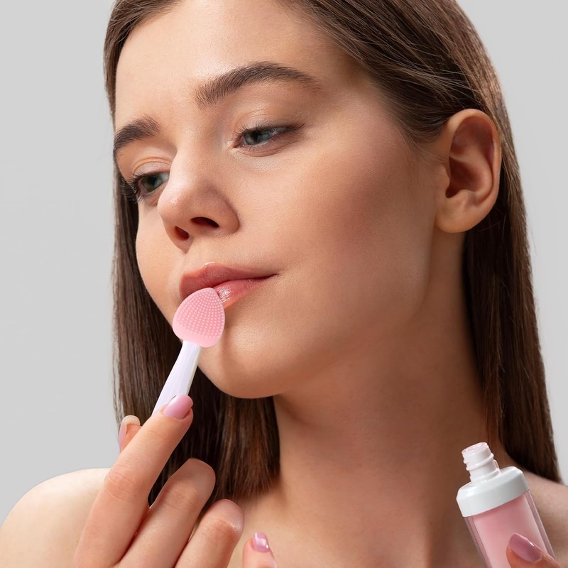 3Pcs Multicolor Lip Scrub Brush,Lip Exfoliator Brush,Silicone Lip Scrubber Exfoliator