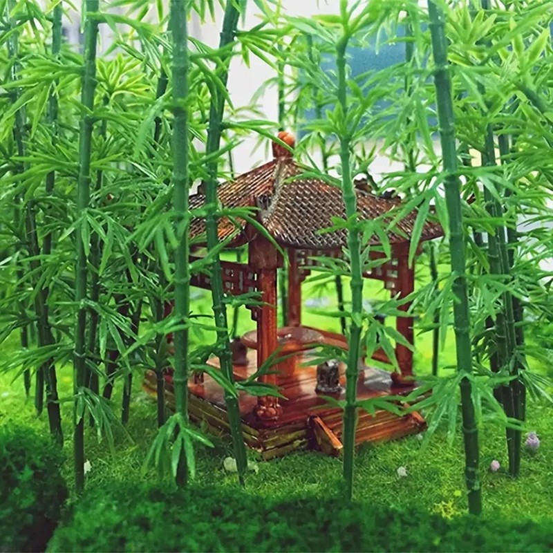 100 PCS Model Bamboo Trees, 6inch Green Plastic Bamboo Trees