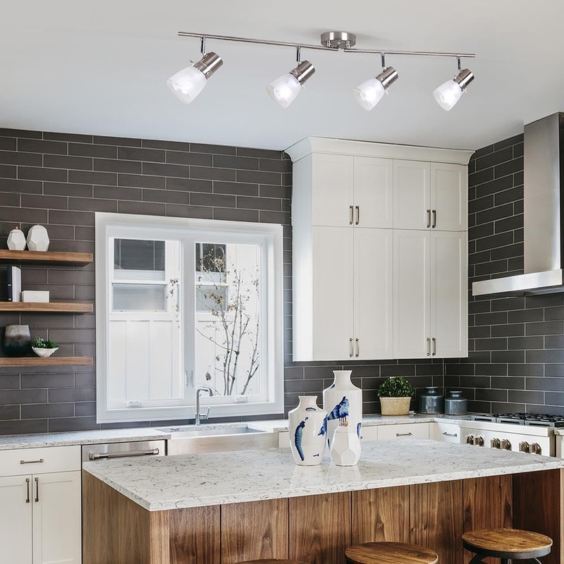 Laite Lumens 4-Light Track Lighting Kit, Brushed Nickel Flush Mount