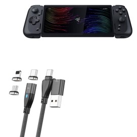 BoxWave Cable Compatible with Razer Edge (RZ80) - MagnetoSnap PD AllCharge Cable (100W), Magnet Charging Braided USB Type-C Micro - Jet Black