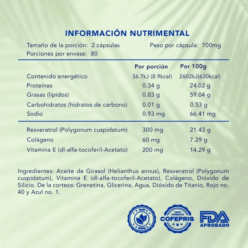 Suplemento en cápsula Naturagel Suplementos Alimenticios Resveratrol x 700mg