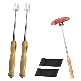 Set of 2 Telescopic Marshmallow Barbecue Skewers, Barbecue Fork Skewers, Extendable, Barbecue Skewers, Campfire, Marshmallow Skewers, Extendable 81 cm Lan-ge, Barbecue Cutlery Set for Camping Grill