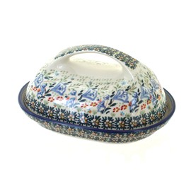 Blue Rose Polish Pottery Periwinkle Butter Dish