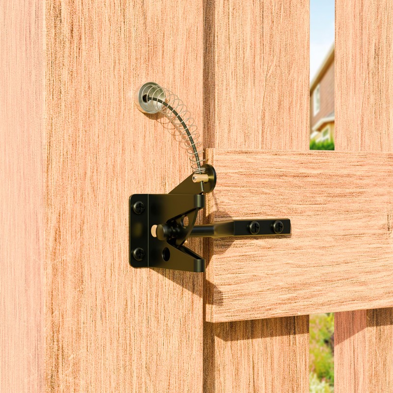 Self Locking Gate Latches with Spring Cable Pull, Post Mount