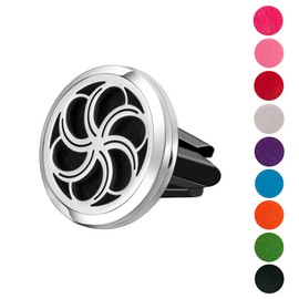 Wild Essentials Swirl Essential Oil Car Vent Diffuser, Stainless Steel Locket Pendant With 8 Color Refill Pads, Customizable Color Changing Air Freshener for Aromatherapy