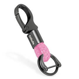 Wardwolf D-Clip Carabiner Keychain Zinc Alloy Car Key Chain with Upgrade Anti-Lost Keychain with 2 Rings Gift for Wife Man Friends, 1 piece. Pink