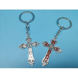 IZROLO 1 cross keychain pendant keychain blessing Holy Cross keychain for men, boys, women, girls, car keychains (Red)