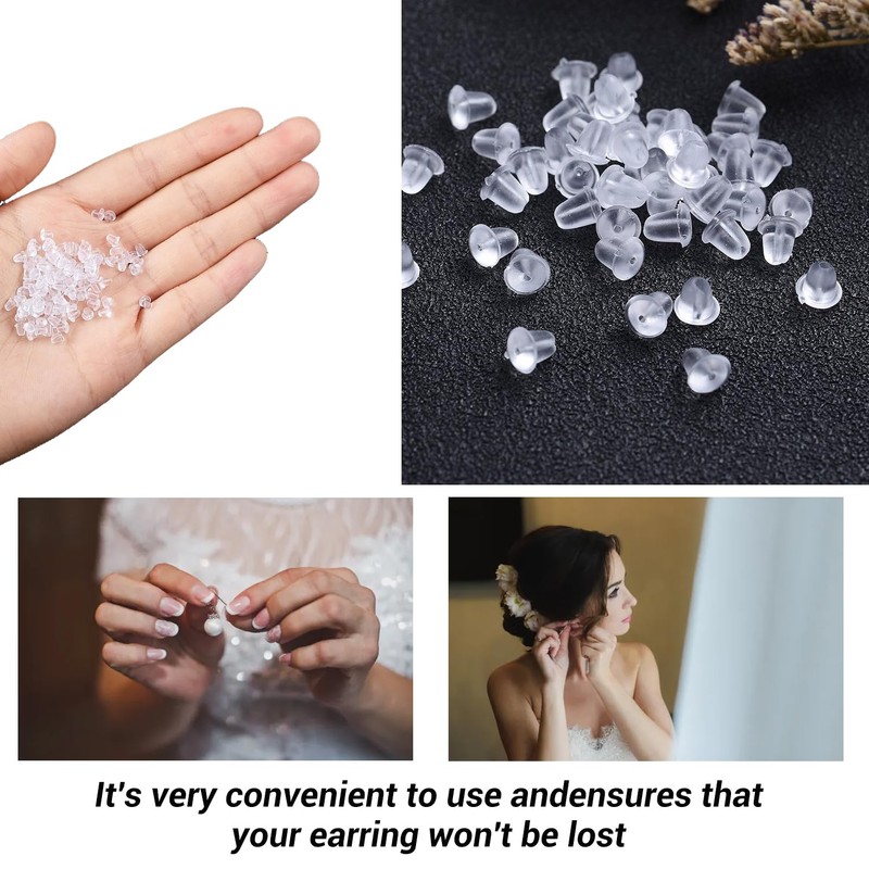 500pcs Plastic Earring Backs, Clear Soft, Non-Slip, Secure Fit, Replacement