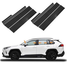 Bilisin Glossy Black Door Pillar Posts Trim Kit Compatible with Toyota RAV4 2019-2024 Exterior Accessories, Anti Scratched Center Side Window Molding Cover Stickers (10Pcs)