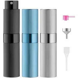 Perfume Travel Refillable Bottle: Atomizer Cologne Spray for Men Portable - Mini Sprayer Empty for Refill - Small Size Black 8ML Striped - Color: 3 Colors1