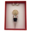 FUNsational Finds Wine Set Boxed Bottle Stopper Clear Gem Round