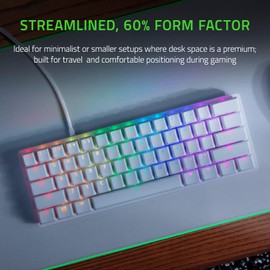 Razer Huntsman Mini 60% Gaming Keyboard: Clicky Optical Switches - Rapid Trigger Mode - Chroma RGB Lighting - PBT Keycaps - Onboard Memory - Snap Tap - White