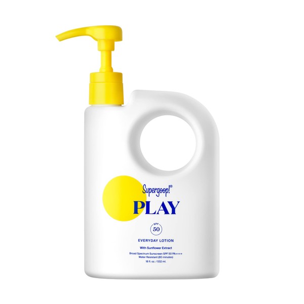 Supergoop! PLAY Everyday Lotion SPF 50-18 fl oz - Broad Spectrum Body & Face Sunscreen for Sensitive Skin - Great for Active Days - Fast Absorbing, Water & Sweat Resistant