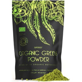 SuperSelf Organic Super Greens Powder - Daily Superfood Green Powder with Matcha, Spirulina, Wheatgrass, Chlorella, Acai - 40 Servings - 12 Supergreens High in Vitamins, Protein, Fibre - No Additives