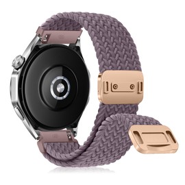 RanBluu 22 mm 20 mm Nylon Strap, Braided Replacement Strap, Elastic Watch Strap with Magnetic Clasp (22 mm, Purple)
