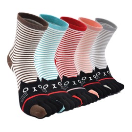 CaiDieNu Womens Toe Socks Animal Socks Cotton Five Finger Socks Colorful Funny Casual Crew Socks for Ladies