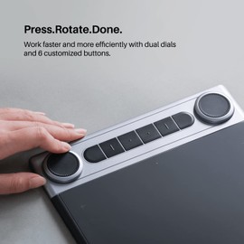 HUION Inspiroy Dial 2 Bluetooth Wireless Graphics Drawing Tablet with Dual Dials Battery-Free Stylus PW517 for Digital Art and Graphics Design, Compatible with Mac, Windows, Linux, Android