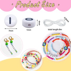 TOAOB 1000pcs White Acrylic Letter Beads 4x7mm Round Alphabet Beads Black Letter A to Z Bead with Elastic String for DIY Jewelry Making Friendship Bracelets Necklaces Key Chain