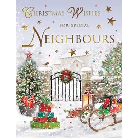 Regal Publishing Christmas Card For Special Neighbours Gate scene - 8 x 6 inches