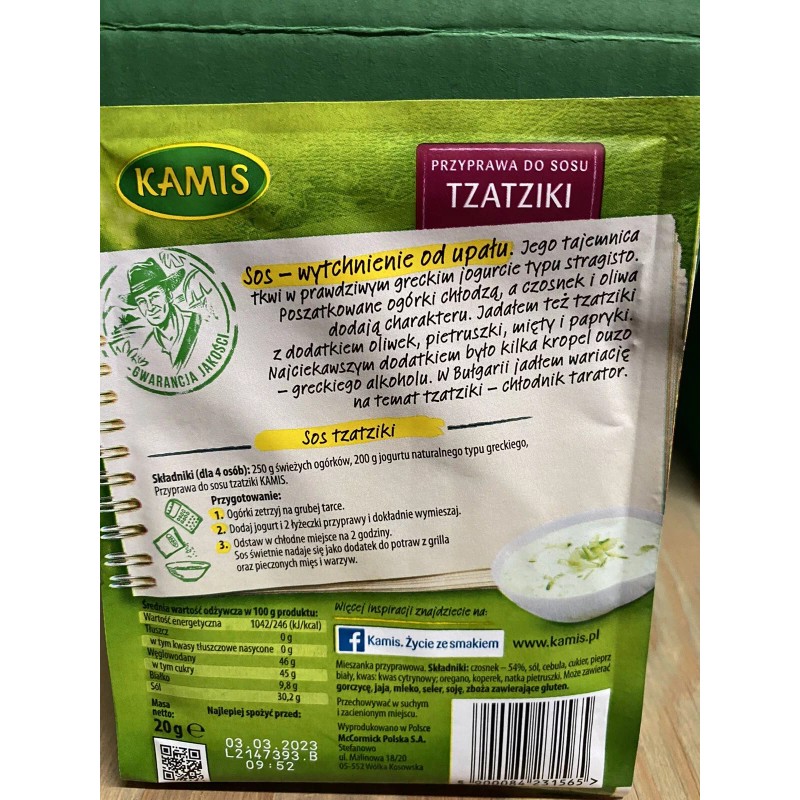 Kamis-Poland Spices mix Seasoning Tzatziki Przyprawa Do Sosu Tzatziki 5x20