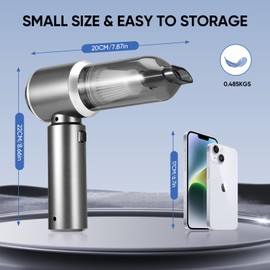 Handstaubsauger Leistungsstarker 15000Pa, 4 In 1 Auto Staubsauger Kabellos Akku, Type-C Wiederaufladbarer Leichtes Staubgebläse & Staubsauger mit Batterieanzeige für Auto Büro Genutzt Haus Tierhaare
