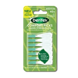 DenTek Eco Dentek Eco Comfort Picks 40 Pieces - Interdental Brush - Interdental Brush - with Mint Flavour & Hygienic Protective Cap - Reusable and Sustainable, Metal-Free