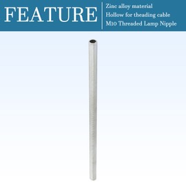 QUARKZMAN Lamp Pipe Nipple M10 Thread 8.86 Inch Long x 2 Pieces Hollow Centre Hardware All Threads for Hanging Ceiling Fans, [Silver Tone, Zinc Alloy]