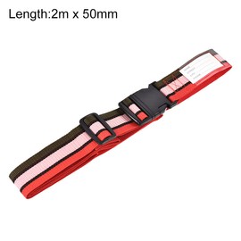 sourcing map Luggage Strap Suitcase Belt with Buckle Label, 2Mx5cm Adjustable PP Travel Bag Packing Accessory, Multi Color (Red Pink Dark Green)