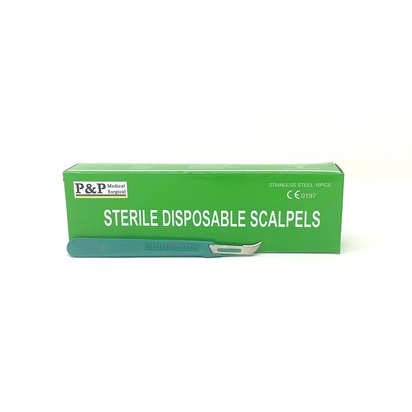Disposable Scalpels Sterile Surgical Blade Size 12 Stainless Steel with