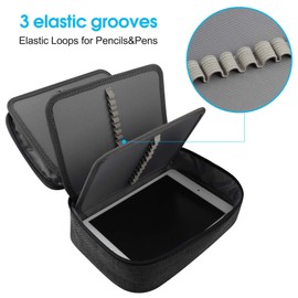 PUBAMALL Estuche de lápices con cremallera de alta capacidad, 72 ranuras Multifuncional Bolígrafos de gran capacidad Porta fundas con 2 fundas extraíbles (Negro)