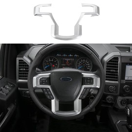 Voodonala Accesorios Interiores Plateados Compatible with Ford F150 2015 2016 2017, Steering Wheel