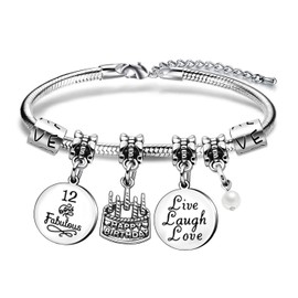 Birthday Charm Bracelets for Women Girls Birthday Gifts for Her Christmas New Year Ages 10 to 70 (12)