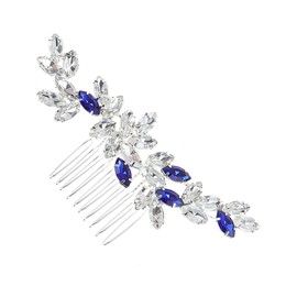 Healeved Blue Rhinestone Bridal Hair Comb Elegant Crystal Wedding Hairpin for Brides Bridesmaids Side Back Styling Prom Anniversary Accessory