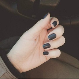 Ztcily False Nails Matte Black Short Square False Nails No Glue for Women or Girls for Christmas Valentine's Day Wedding Mother's Day