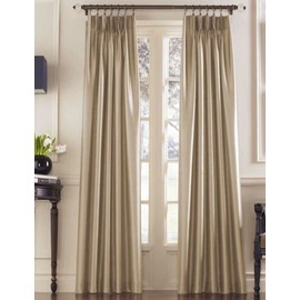 Curtainworks Marquee Faux Silk Pinch Pleat Curtain Panel, 30 by 120", Sand