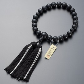 Buddhist Altanya Takita Shoten Kyoto Prayer Beads for Men, Black Onyx (Glossed), 22 Beads, Pure Silk Headed Bassel, With Prayer Bag, Men's Prayer Beads That Can Be Used in All Sects, Certificate Included