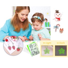 280 Pcs Heat Shrink Plastic Sheet Kit,Craft Kits,2 Pcs Luminous Shrink Sheets,4 Pcs Green Shrink Sheets,2 Pcs Shrinky Art Paper with Pattern and 12 Pcs Shrinky Art Paper,with 260 Pcs Craft Accessories,for DIY Ornaments Earrings Pendants or Creative Craft